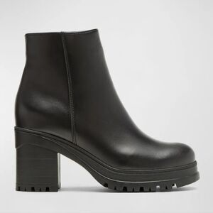 LA CANADIENNE Percie Leather Block-Heel Ankle Boots